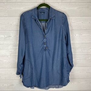 J. Jill Denim Chambray Popover Blouse Size Large